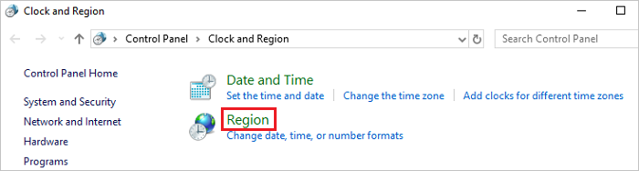 Uhr- und Regionsfenster