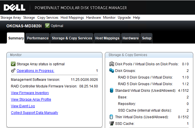 A imagem mostra a guia Summary do AMW com um link clicável chamado Operations In Progress