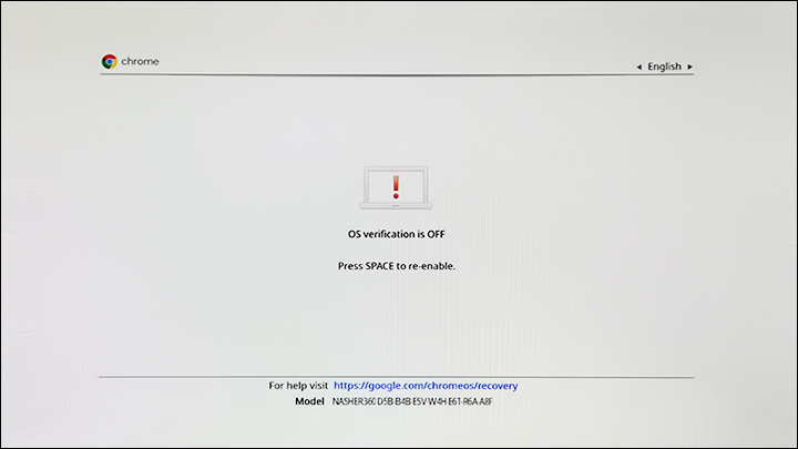 ChromeOS Verification Turned Off