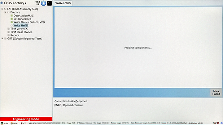 Escritura en el firmware en la pantalla de RMA Shim