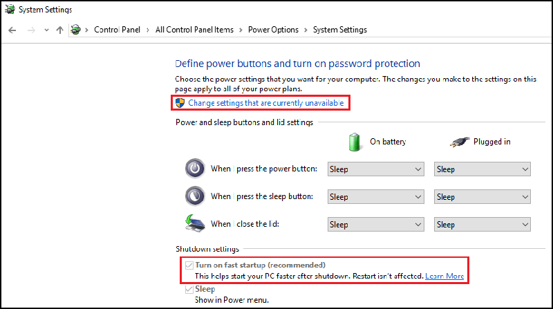 Windows System Settings