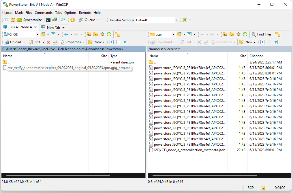 Allez sur le côté gauche de WinSCP et sélectionnez le fichier
