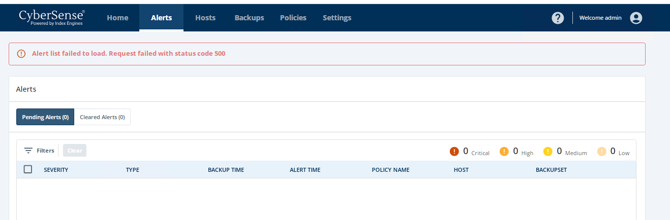 Skjermbilde av varsellisten ble ikke lastet inn