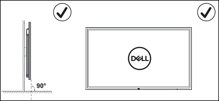 Dell C8621QTモニターのディスプレイの向きの例