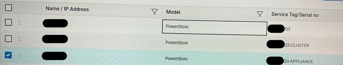 Trois entrées s’affichent dans l’interface utilisateur SCG après la mise à niveau de PowerStoreOS