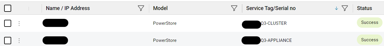 Capture d’écran de l’interface utilisateur SCG après la désactivation et la réactivation de SupportAssist sur PowerStore