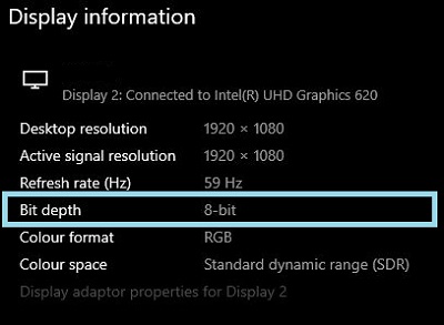 Advanced Display Settings Screen