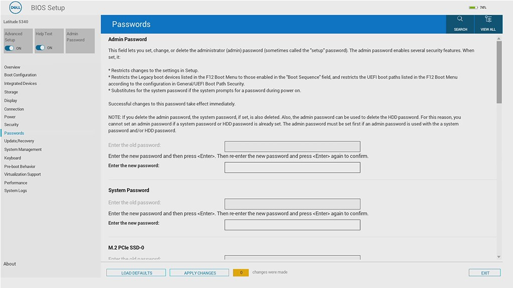 Latitude 5340 admin password example