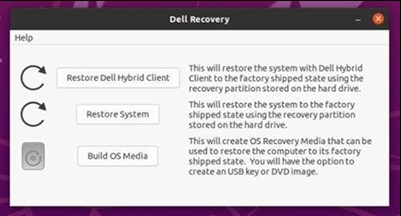 Restaurar Dell Hybrid Client