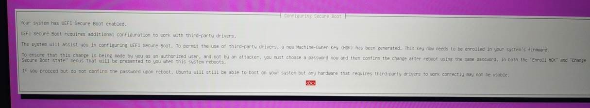Messaggio di errore secure boot