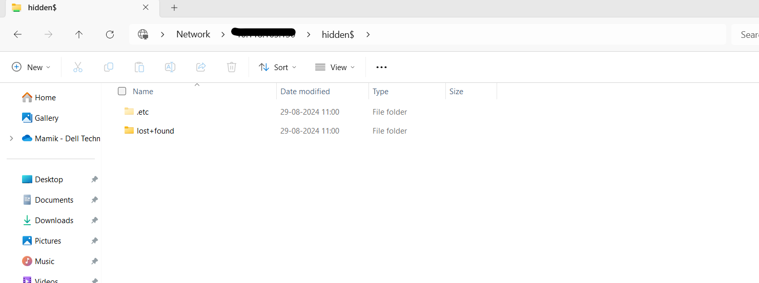 Especifique o caminho completo para o compartilhamento oculto