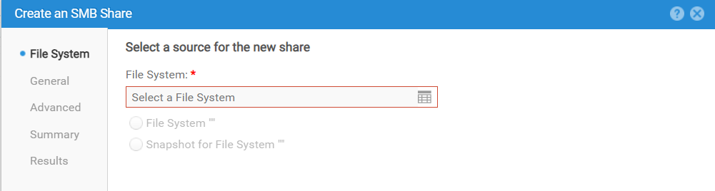 Seleccionar sistema de archivos