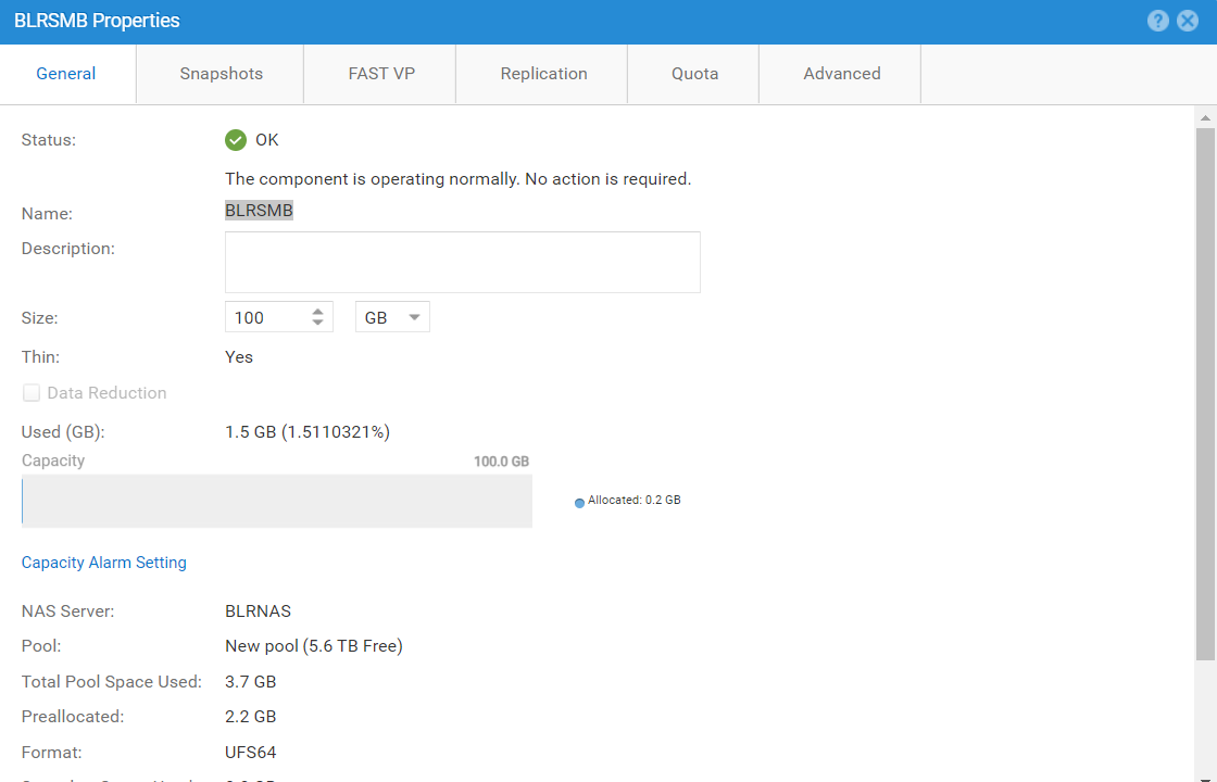 Egenskaper for filsystem