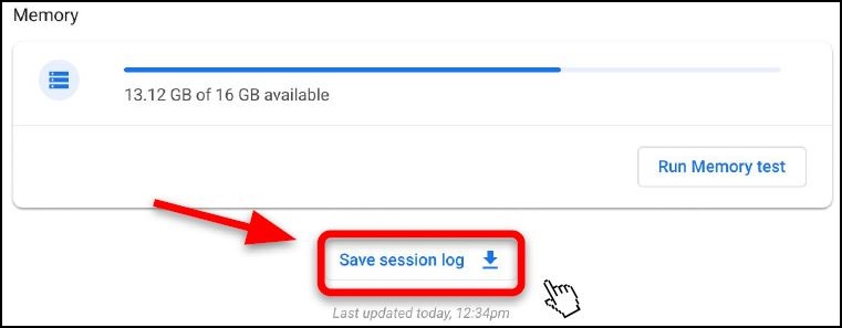 Chrome OS-diagnosticeringsværktøj Gem sessionslog