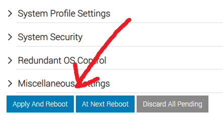 At Next Reboot 또는 Apply and Reboot를 클릭합니다.