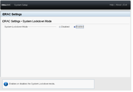 How to enable lockdown using the F2 system setup device settings