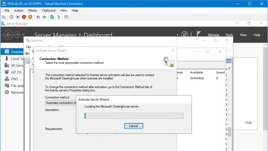 Specificare il metodo di connessione.