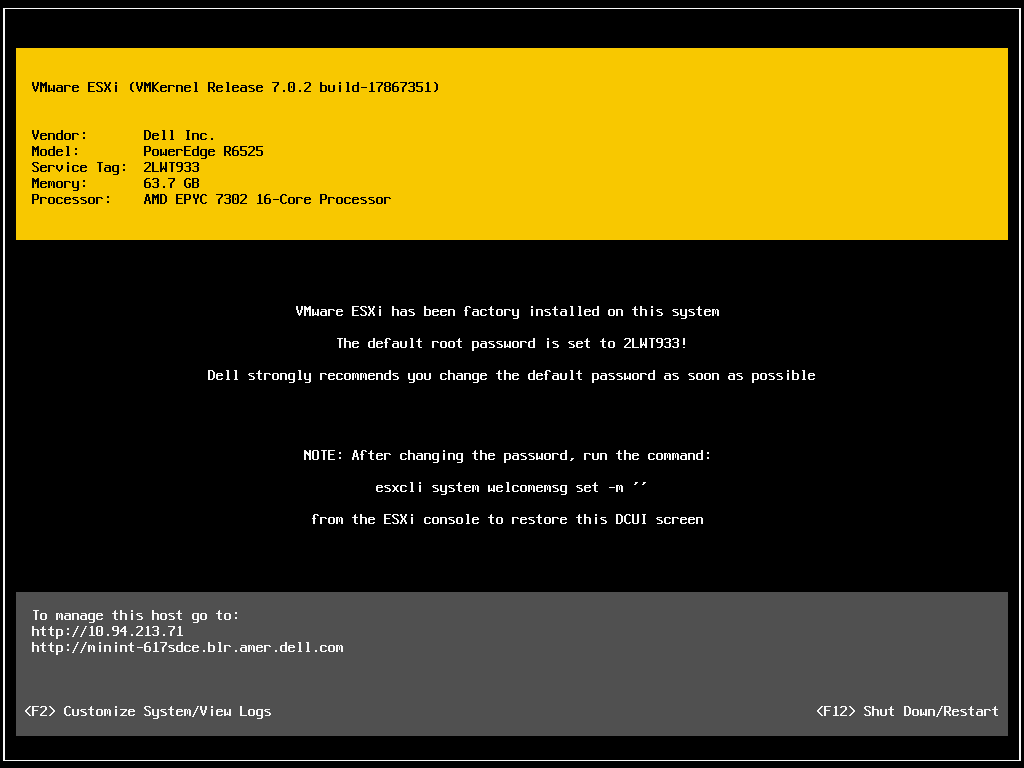 Кастомізація Dell VMware ESXi 7.0 Update 2
