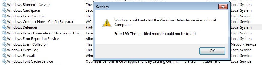 Windows 오류 126이 나타납니다.