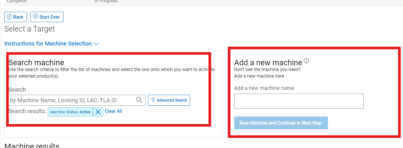 Selección de máquinas