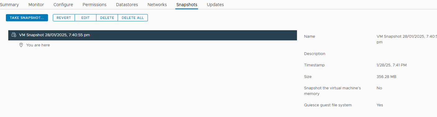 Imagem do snapshot funcionando
