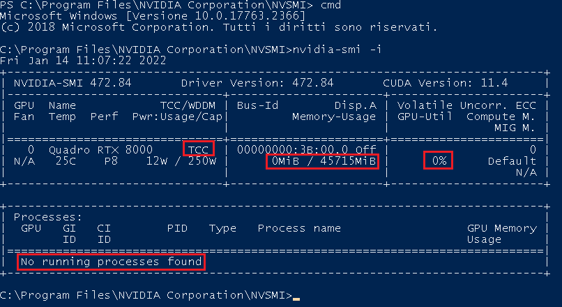 Utilità della riga di comando NVIDIA-SMI