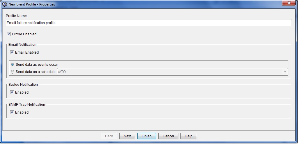 “新建事件配置文件”屏幕