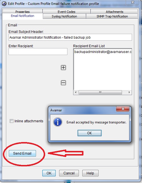 Onglet « Notification par e-mail »