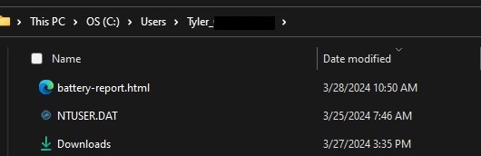 Windows File Explorer Battery Report File