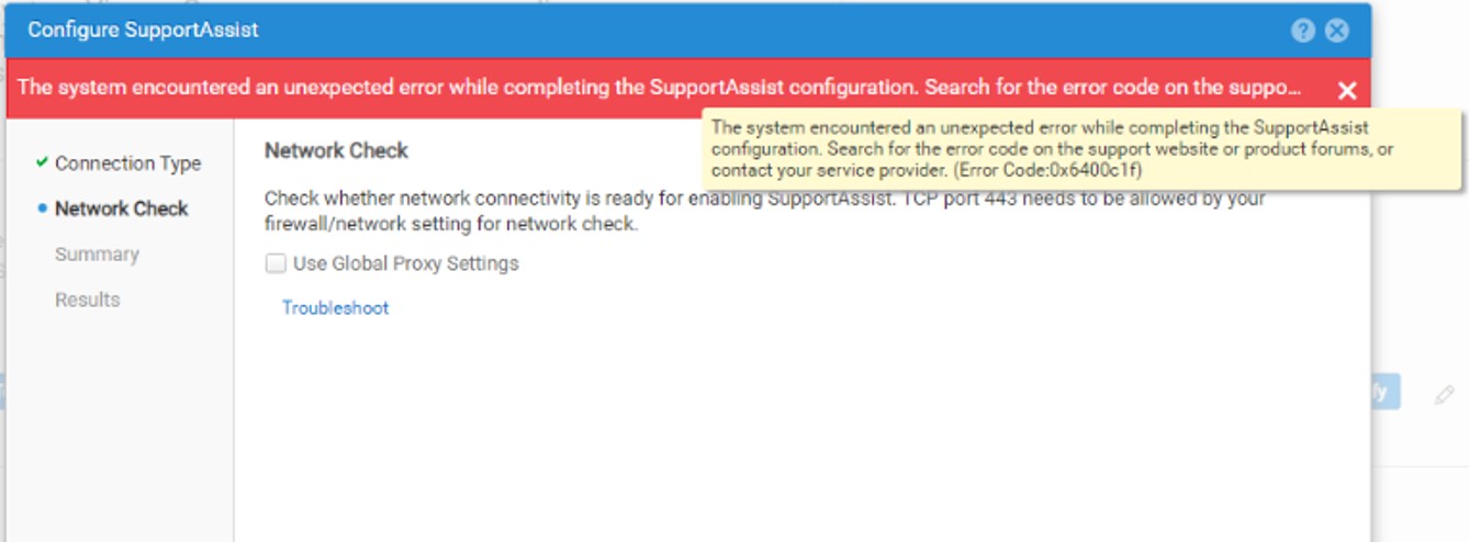 Assistente de configuração do SupportAssist