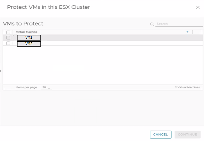 column showing virtual machines