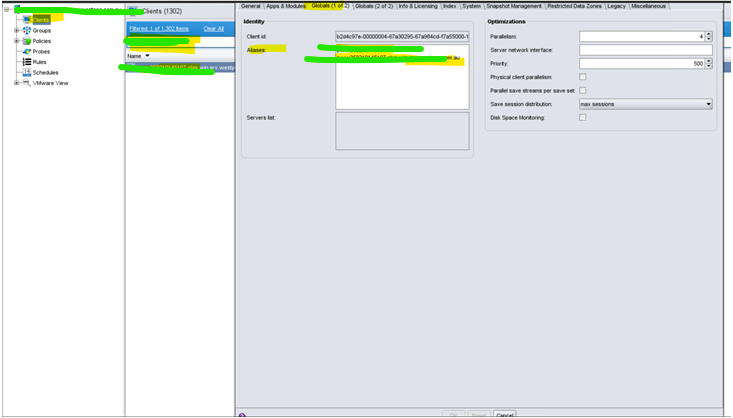 NetWorker Management Console –> karta Ochrana&nbsp;