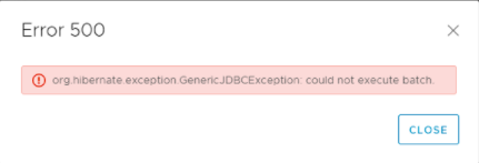メッセージ「Error 500」のスクリーンショット
