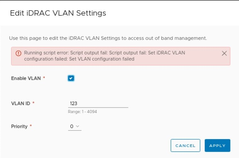 Параметры iDRAC VLAN