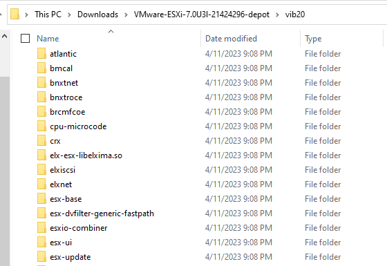 Folder, do którego wyodrębniono pakiet