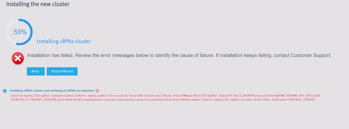 Nelze nasadit rozdělovač ESX