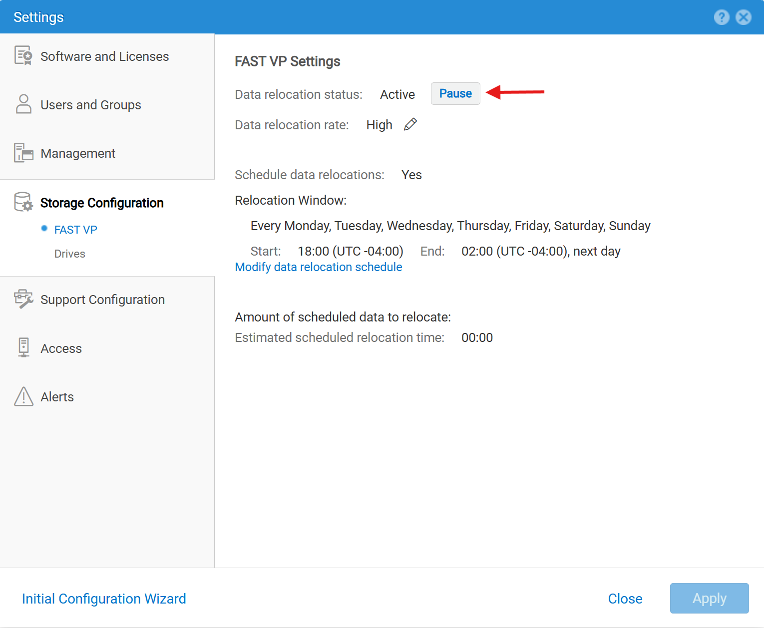 Pantalla Configuración