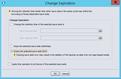 有効期限を変更する[Expire Now]オプションのスクリーンショット