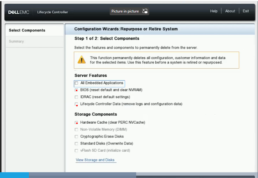 Screenshot of Lifecycle Controller, Configuration Wizard