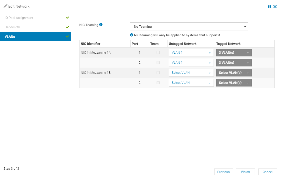 Edit Network from the Templates Page in OME-M