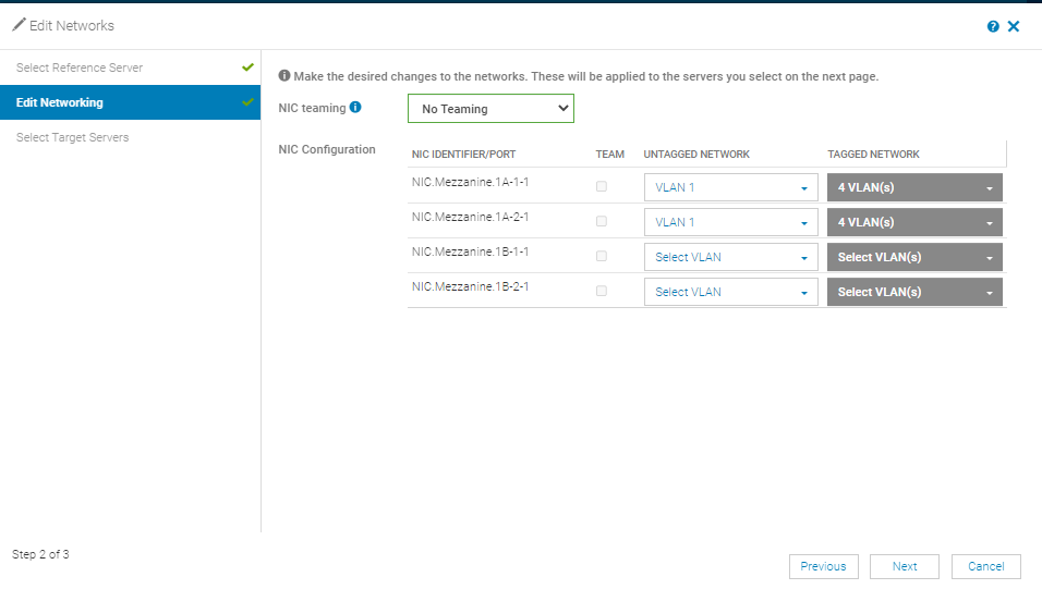 Edit Networks in SmartFabric Configuration section