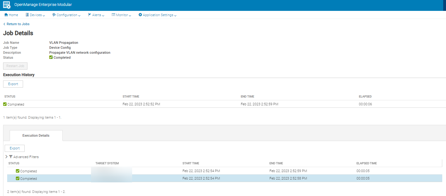 VLAN Propagation Job in OME-M Job Queue