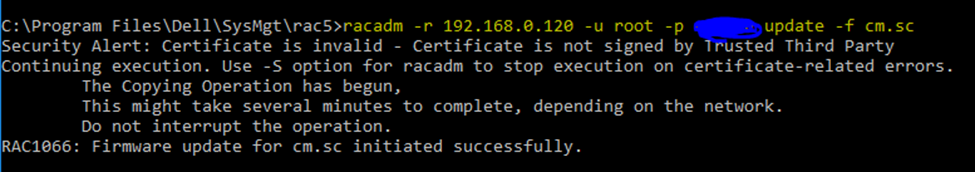 racadm command output