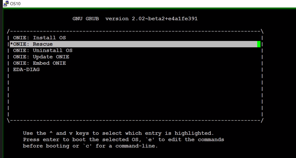 Menu de recuperação do ONIE