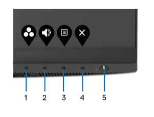 Кнопки на фронтальной панели Dell S2721QSA