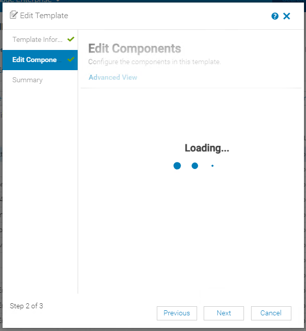 Edit deployment template component screen stuck with Loading Edit deployment template component screen stuck with Loading