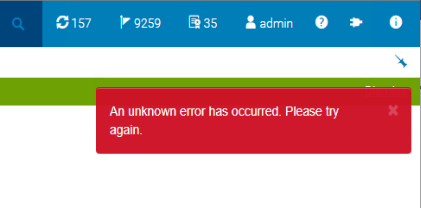 Unknown error has occurred 