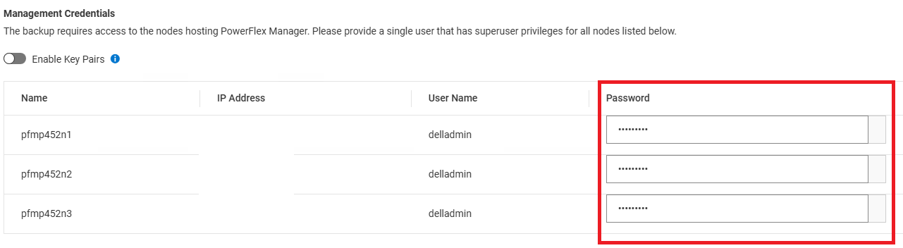 UI 的 Management Credentials 部分