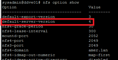 NFS-indstilling Vis output