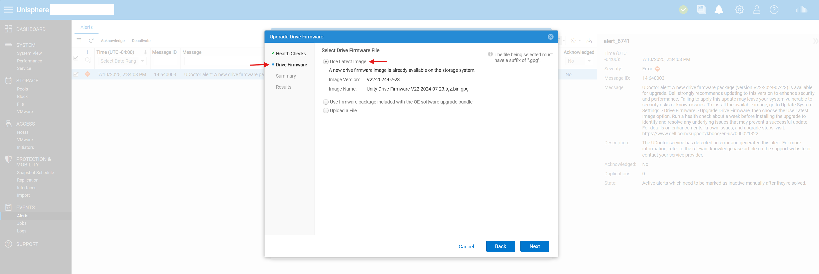 Imagen en la que se muestra al actualizador de firmware solicitando